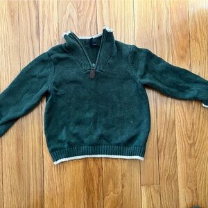 Janie and Jack Dark Green 1/4 zip Toddler Sweater